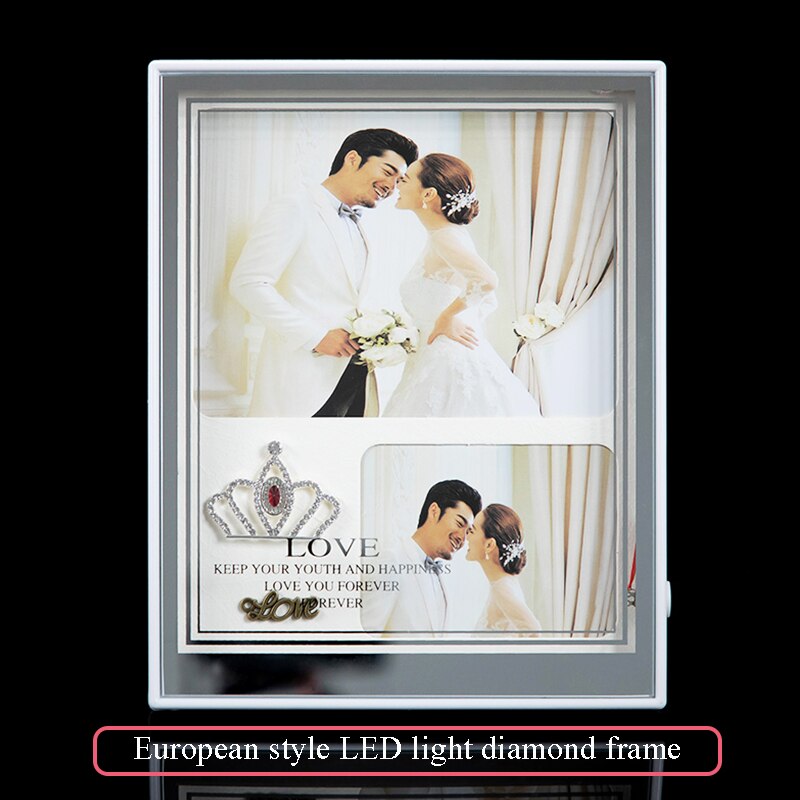 Table cadre photo de style japonais avec cadre blanc avec LED lumineux + USB, utilisée pour la décoration d'étude et l'affichage de photos 7 pouces