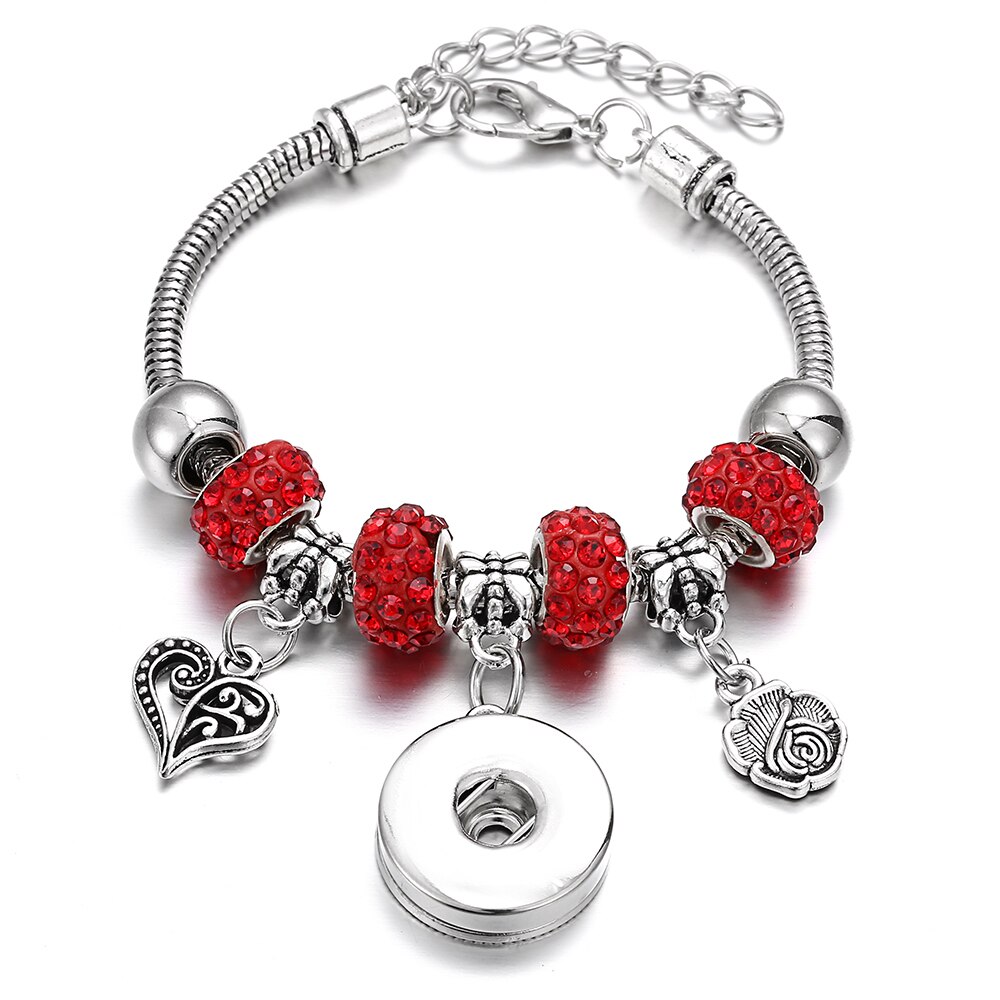 Snap Button Jewelry Snap Bracelet Lobster Buckle Snake Chain Bangles Fit 18MM Snap Jewelry Christmas Beads Bracelet