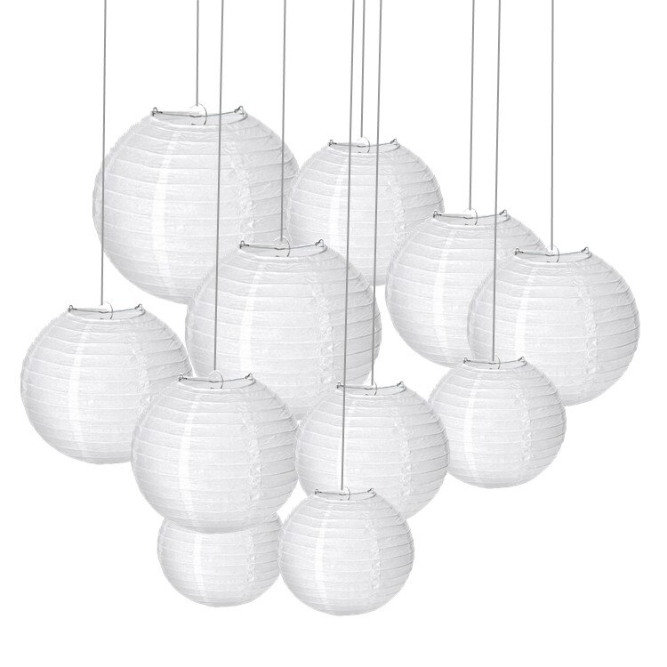 20 Pack Chinese White Paper Lanterns 4” 6” 8” 10” 12” white hanging lanterns lampion Wedding Christmas Event Party Decorations