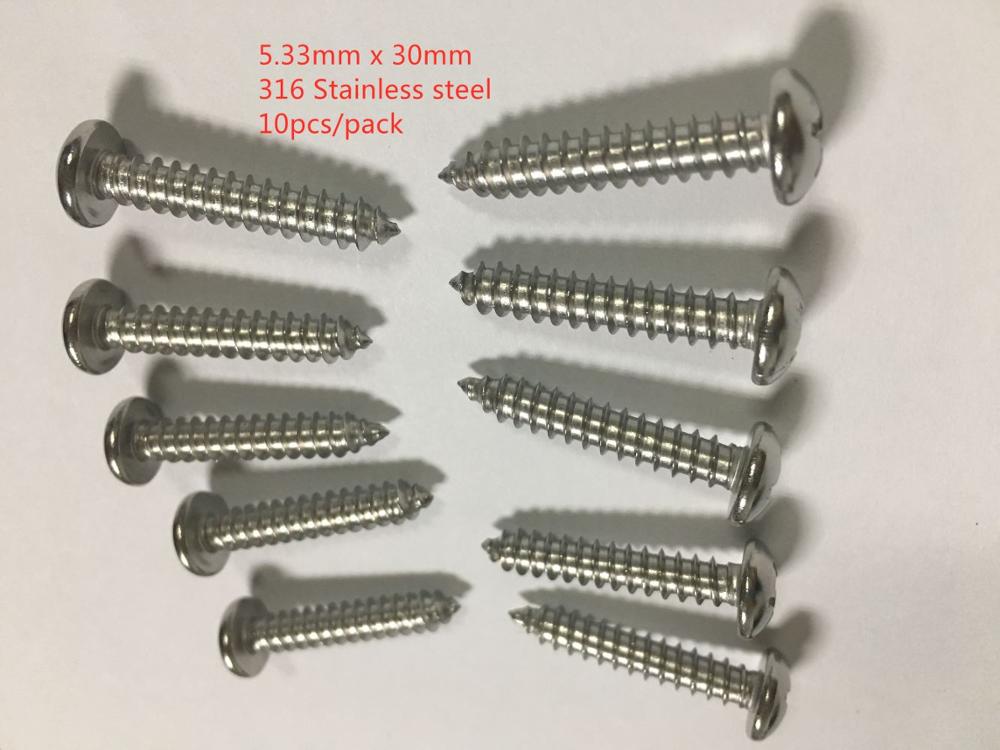 Tornillos de rosca de acero inoxidable 316, tornillo de madera con cabeza Phillips: 5.4mm x 30mm