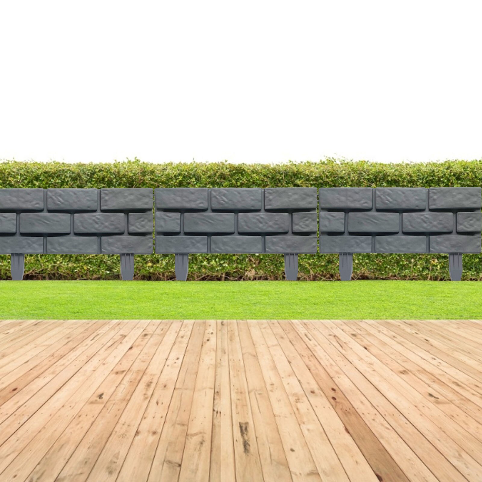 4pcs Garden Edging Courtyard Grass Rectangle Stone Brick Effect Accessories Plant Bordering Path Landscape Lawn Fence Decoration