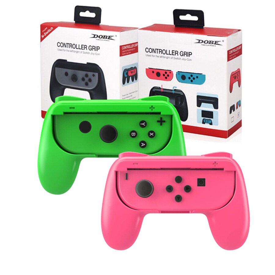 2 stk nintend switch håndtag greb komfort ergonomisk controller holder til nintendo switch nintendoswitch joycon tilbehør: Grøn lyserød