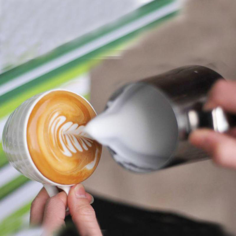 100/350/600ml de aço inoxidável jarro de espuma puxar copo flor café leite canecas espuma leite com escala latte arte cozinha ferramentas