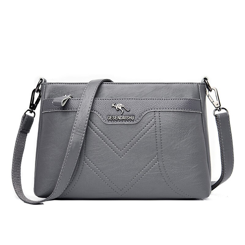 Oude Tang Vintage Crossbody Tassen Voor Vrouwen Grote Capaciteit Schoudertas Soft Pu Lederen Handtassen Tassen: Gray