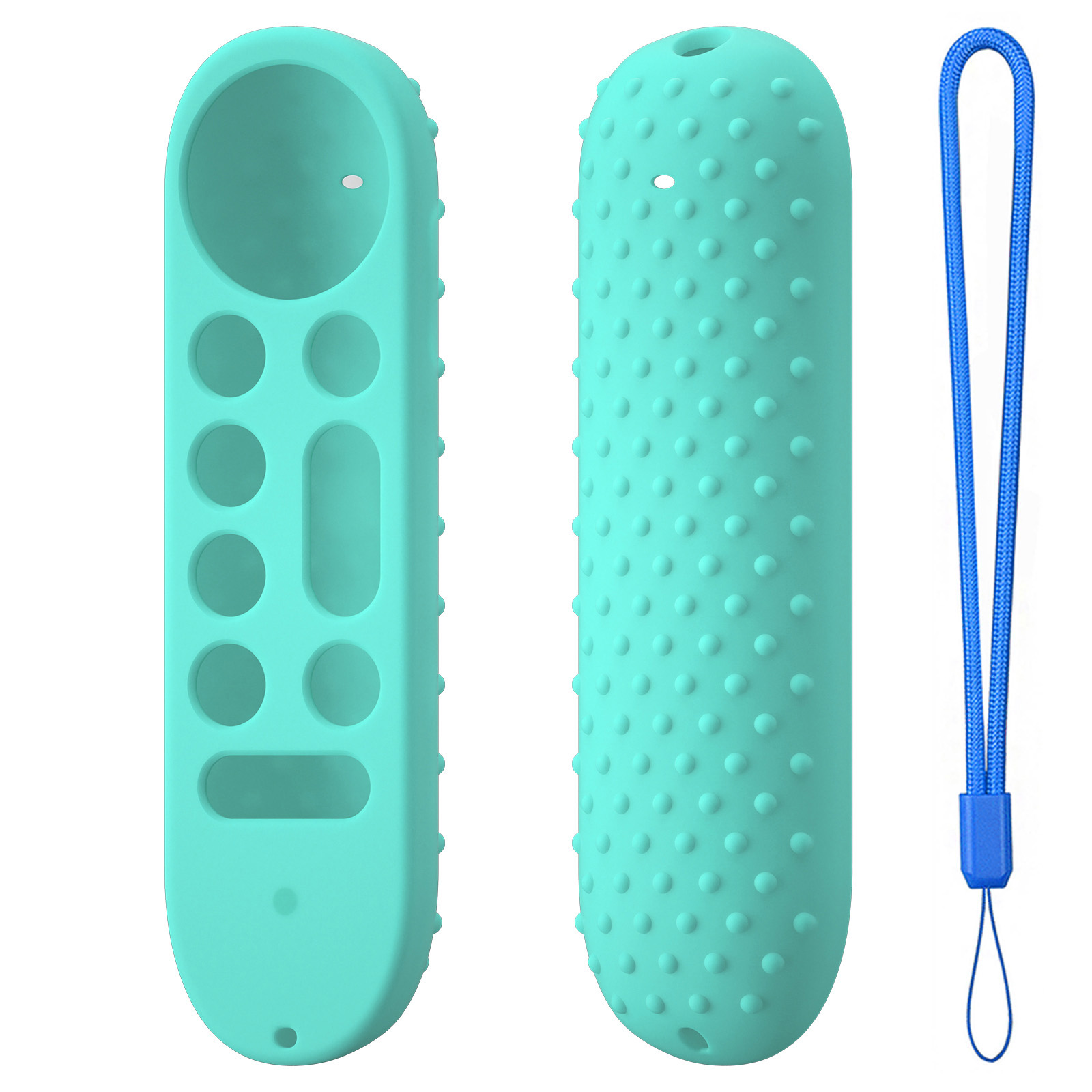 Silikonowe etui ochronne ze smyczą do Google TV Streamer 4K 2024 Voice Remote Control Anti-Slipping Protection Cover Shell: Niebieski