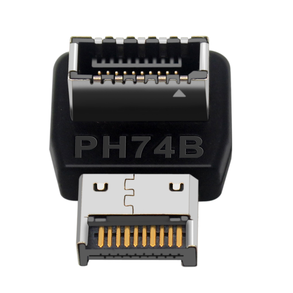 USB Connector Adapter USB3.1 10G USB3.2 20G TYPE-E 90 Degree Converter Adapter Case Front Type C Socket for Computer Motherboard