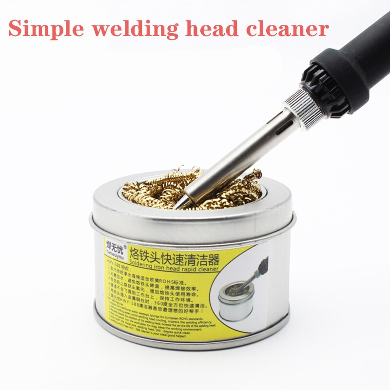 Electric Iron Cleaner Soldering Iron Tip Cleaner With Brass Wire Sponge No Water Needed Cleaning Tools #3F14