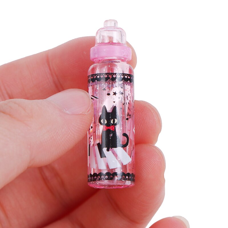 1Pcs Doll House Miniature Plastic Cartoon Milk Bottle Drink Model Props Decorate