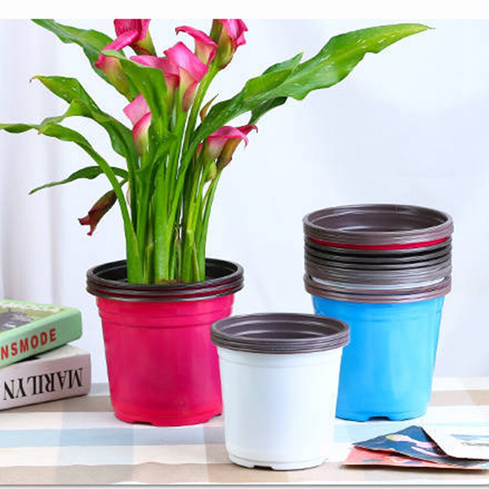 5Pcs Bloempot Dubbele Kleur Pot Kwekerij Planten Bassin Plastic Bloempot