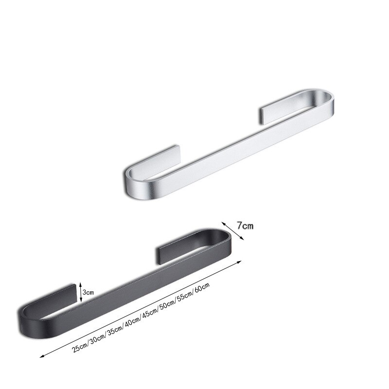 Handdoek Rail Rack Handdoek Houder Badkamer Handdoeken Rack Hanger Zwart Zilver Ruimte Aluminium Muur Opknoping Handdoek Bar Opslag Plank