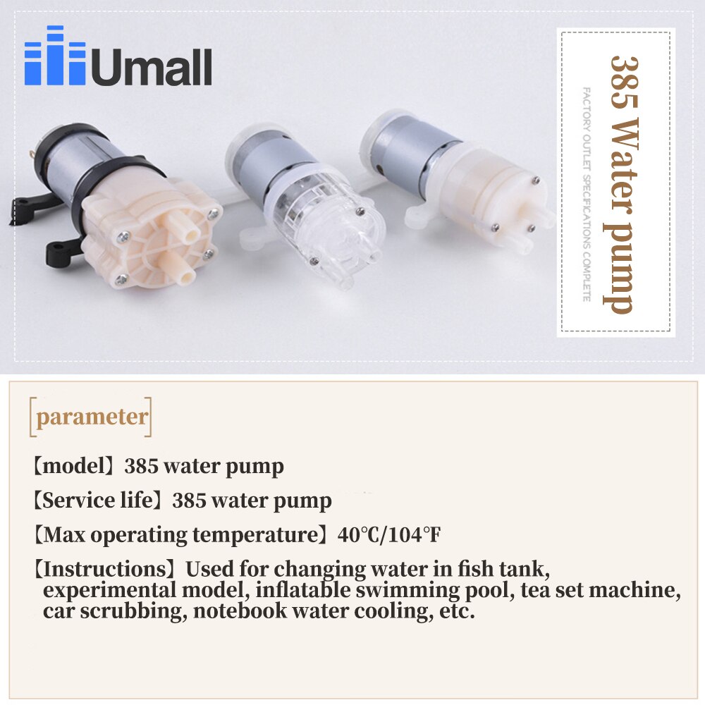 385 DC 6 V-12 V hoge temperatuur weerstand 100 graden Celsius Mini Micro Waterpomp membraanwaterpomp vacuümpomp