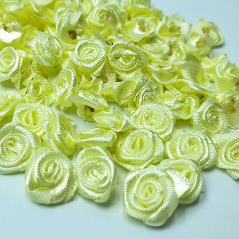 HL 60 pièces 15mm ruban Rose fleurs bricolage Appliques décorations de mariage artisanat fournitures beaucoup de couleurs: lighter yellow