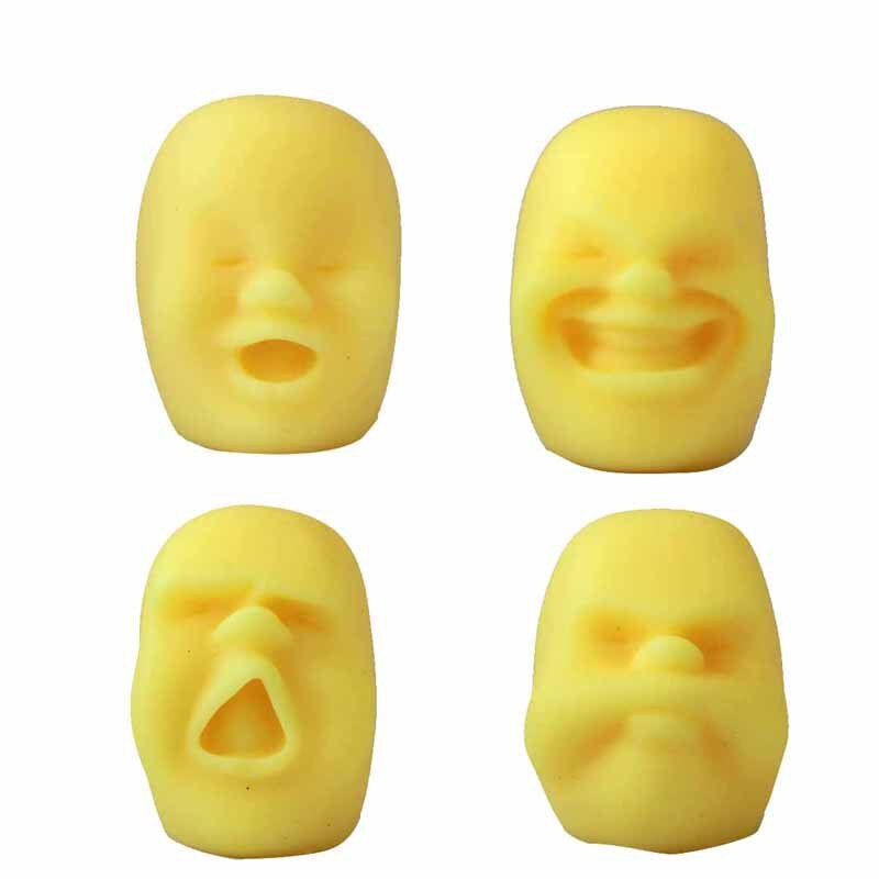 4Pcs Decompressie Pinch Muziek Gezicht Bal Pop Lastig Vent Gezicht Bal Truc Grappig Caomaru Hand-Made Stress Relife speelgoed: YELLOW