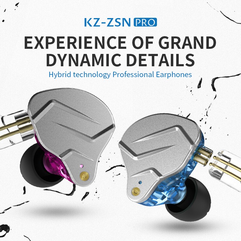 Kz zsn pro 1ba+1dd hybrid øretelefon headset hifi øretelefoner i øret monitor øretelefoner sport til asx zax zsx  zs10 as10 zst  s2 s1 as16