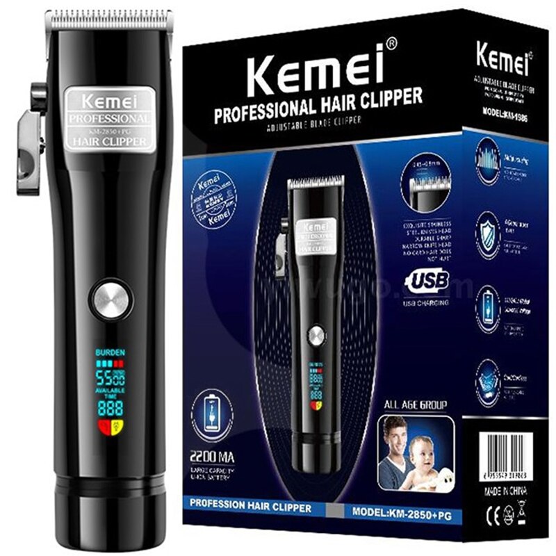 Original LCD display hairdressing cordless hair clipper pro li hair trimmer electric tapering haircut machine