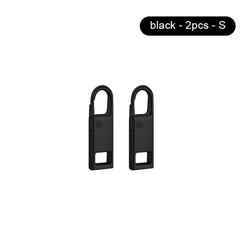 Universal 16pcs Detachable Zip Zipper Puller Set Zipper Repair Kit Replacement Zip Slider Teeth Rescue Zippers Sewing: Black S 2pcs