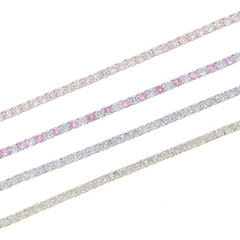 5mm Pink white Iced out 5A CZ Tennis Chain two tone Colored Women Necklaces Hiphop Bling Cubic Zirconia Hiphop Jewelry