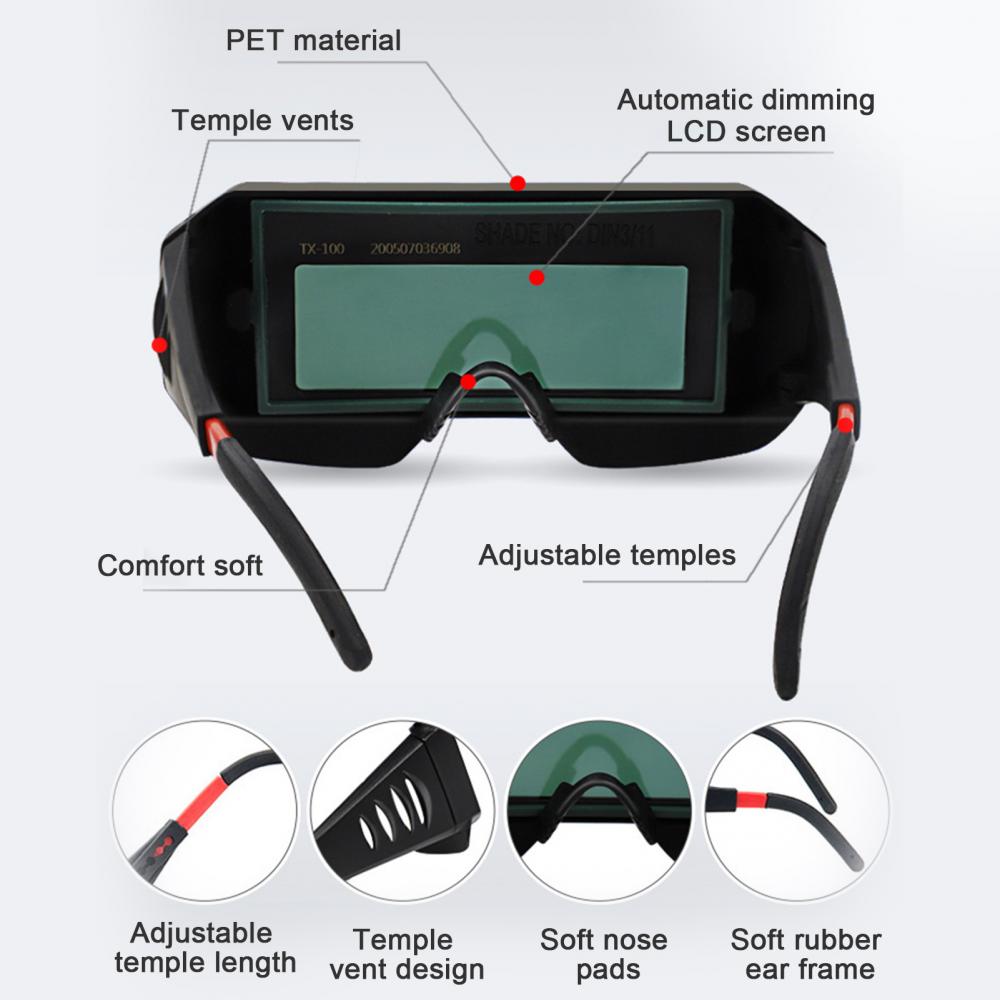 Auto Darkening Welding Helmet Solar Helmet Welding Light Filter Lens Automatic Light Change Glasses Tools Kits