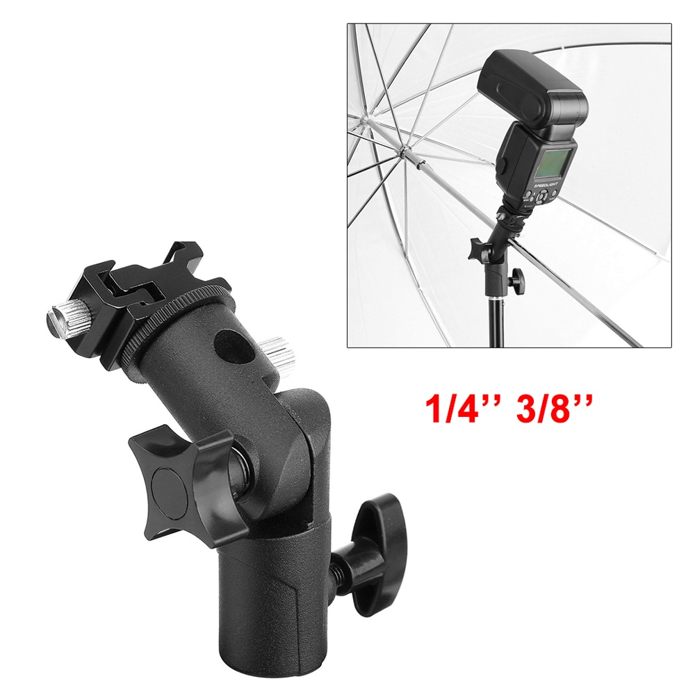 Universal Metal Flash Light Bracket Stand Speedlite Umbrella Holder adapter with 1/4&quot; 3/8&quot; Screw Mount Shoe