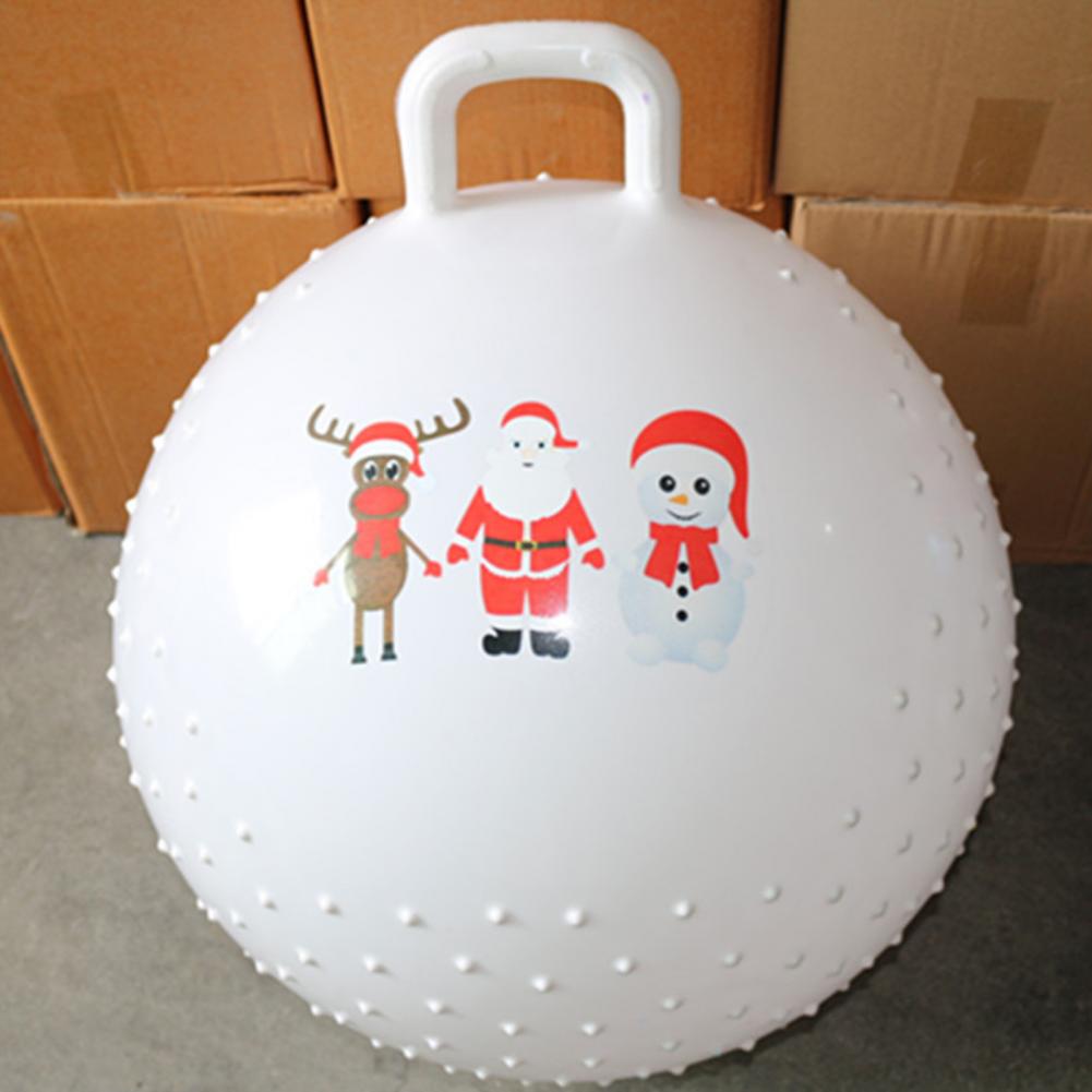 Christmas Theme Yoga Ball Lightweight Anti-slip PVC Handle Hopper Ball Anti-burst Inflatable PVC Hopper Ball