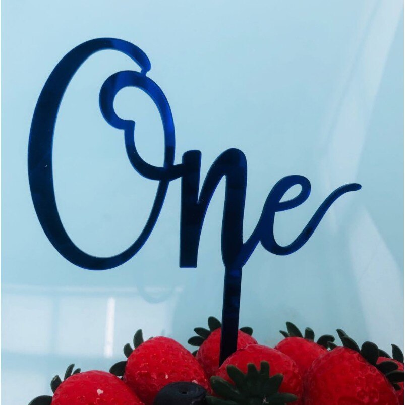 Acrylic Cake Topper One 1st Birthday Cake Decoration for Boys and Girls: Blue