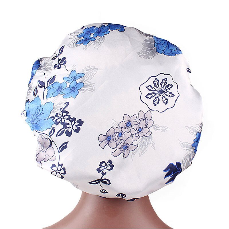 56-58cm Satijn Motorkap Haar Styling Caps Voor Slapen Douche Cap Satijn breedgerande Hoofdband Met Night cap Haar Styling Tool: White