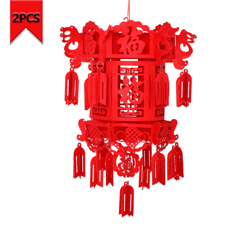2 uds. Decoraciones con faroles chinas rojas para Año Chino, linterna para eventos de primavera, farol para festivales y celebraciones: Rojo