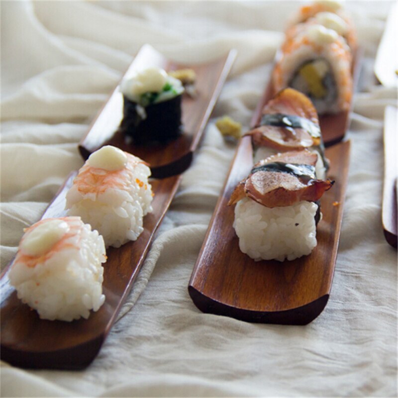 Træ ris dumplings sushi serveringsbakke aflang plade salat brød retter sushi bakke værktøj køkken bageværktøj tilbehør
