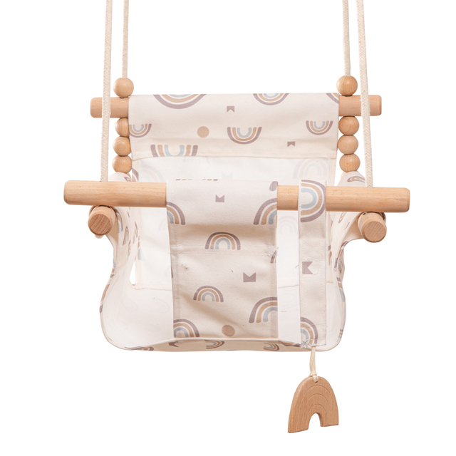 Chaise balançoire en bois pour bébé, balançoire suspendue en toile, jouet de sécurité pour enfants: 1