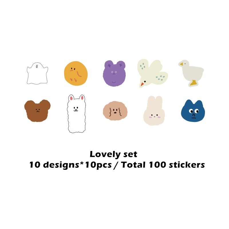 100pcs Lovely Stickers Set Mini Cartoon Geometry Planet Fruit Diaries Note Sticker Album Diary Decoration Home DIY F417: Lovely set