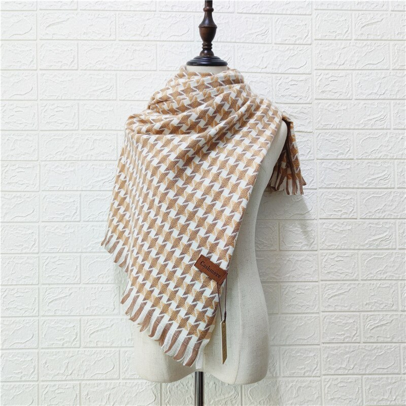 Pied-de-poule geruite sjaal voor dames, warmere winter kasjmier pashmina sjaals, dikke dekens, omslagdoeken, foulards, sjaals, bandana's