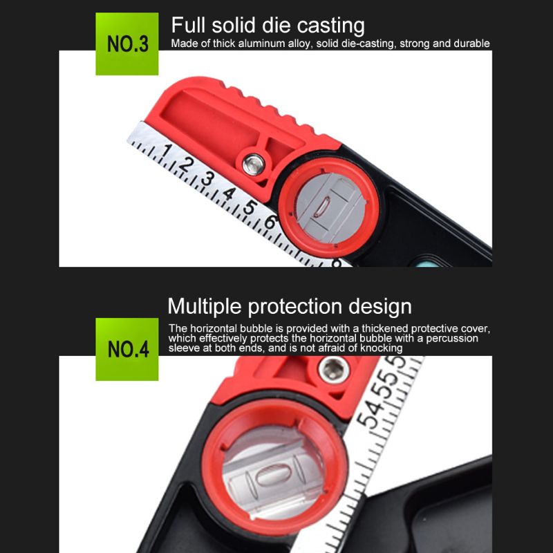 Aluminum Alloy Level Ruler with Level Bubble mm Scale Rule for Building Decoration Measurement Tool
