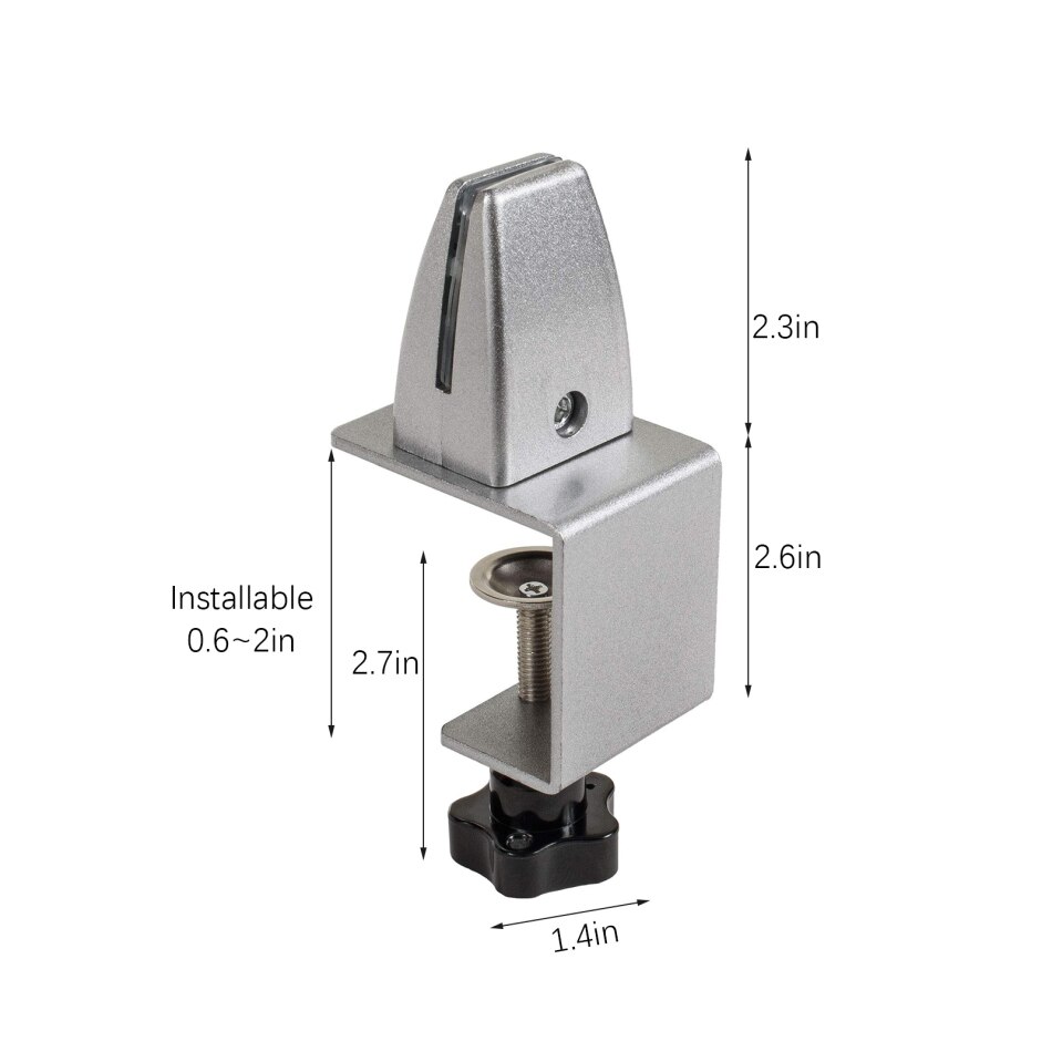 Aluminum alloy desk screen clamp Glass baffle clip Wooden screen partition clip,clamp thickness:2-20MM,office Hardware