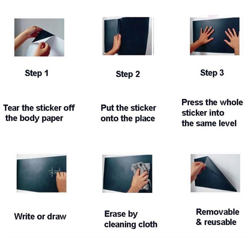 45 x 200cm PVC Blackboard Removable Wall Sticker Chalkboard Decal Blackboard For Children Writing Painting Drawing Black