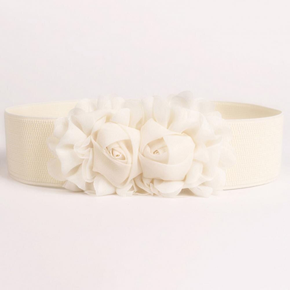 Waist Belt Ladies Wide Belt Women Girl Wide Stretch Elastic Waist Belt Solid Color Flower Waistband All-Match