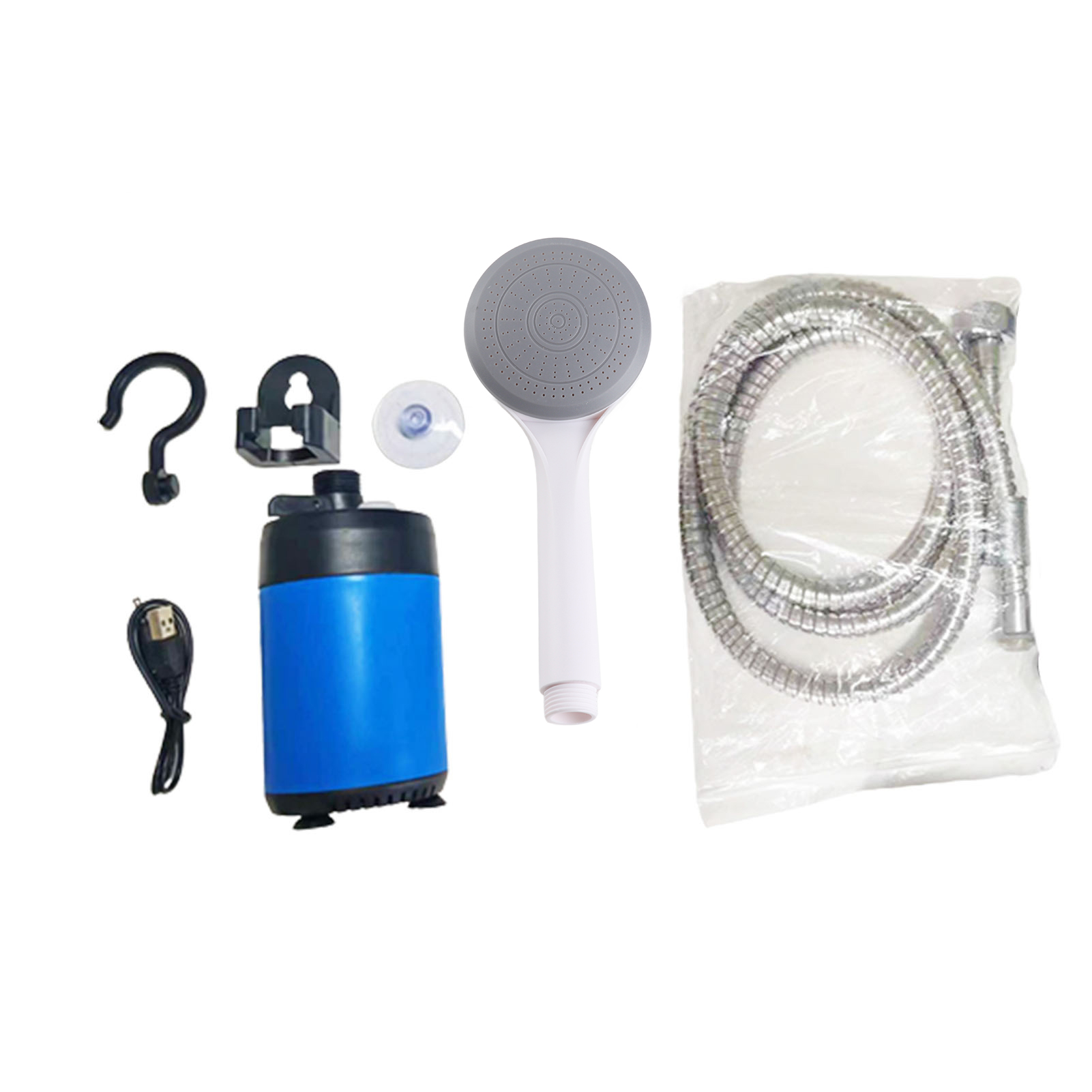 Bärbar dusch camping utomhusdusch handhållen elektrisk dusch batteridriven kompakt handhållen uppladdningsbar campingduschmunstycke: Default Title