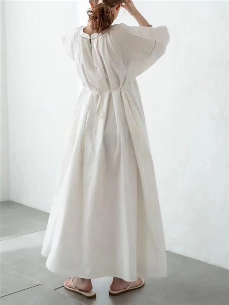 REALEFT 2023 nueva linterna manga camisas de mujer vestidos con cordones sólido Casual suelto recto vestidos largos mujer primavera otoño