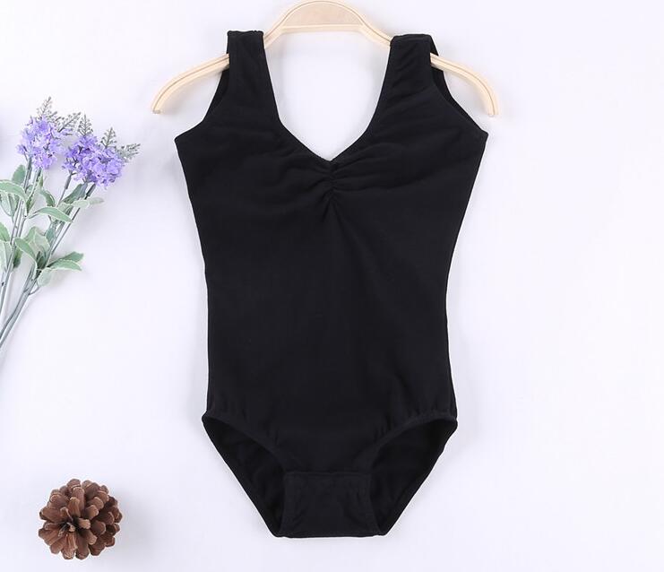 Vêtements de gymnastique de danse de Ballet pour filles, justaucorps de base sans manches, noir, blanc, rose, taille 100cm-140cm,: Black / 140cm height girl