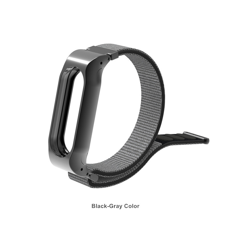 Mi Band 2 Strap Nylon Loop For Xiaomi Mi Band 2 Bracelet Miband 2 OLED Strap Wristband: Black Gray Color