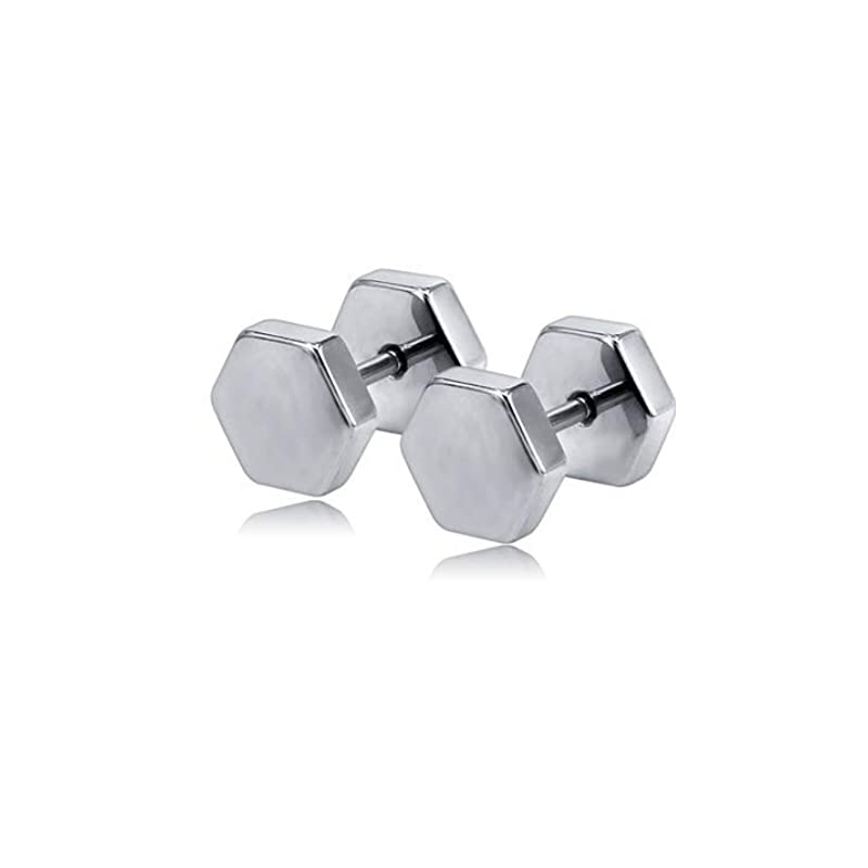 6 Pairs Stainless Steel Black Stud Earrings for Men And Women Huggie Hoop Earrings Set Cartilage Ear Body Piercing: Style D-1 pairs