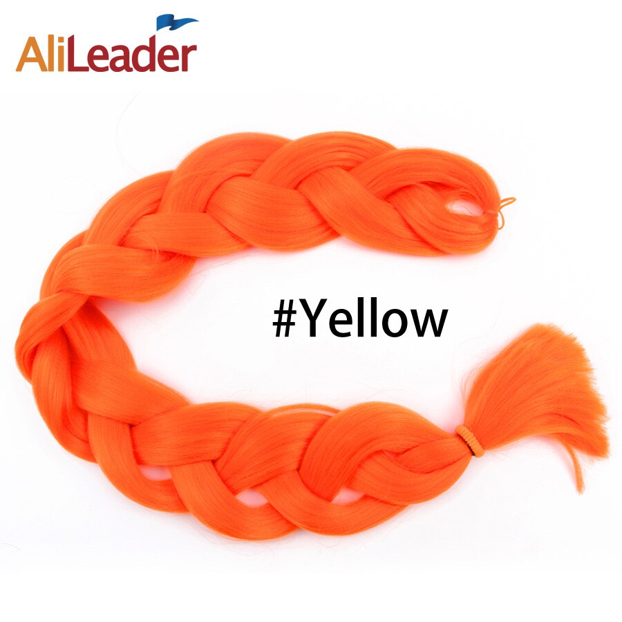 Leeons Jumbo Braid Hair Hair Extension 165g Rainbow Hair Braiding White Braiding Hair Colors Silver Box Braid Hair: yellow