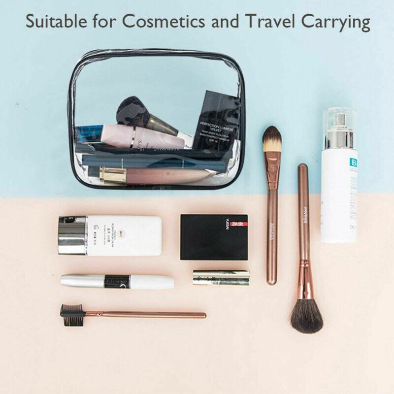 Femmes sacs à cosmétiques Transparent en plastique PVC voyage cosmétique maquillage sac organisateur trousse de toilette pochette à fermeture éclair/par