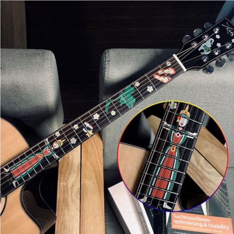 Cross inlay dekaler greppbräda klistermärke för elektrisk akustisk gitarr bas ultra tunn klistermärke gitarra tillbehör 18 stilar: 16