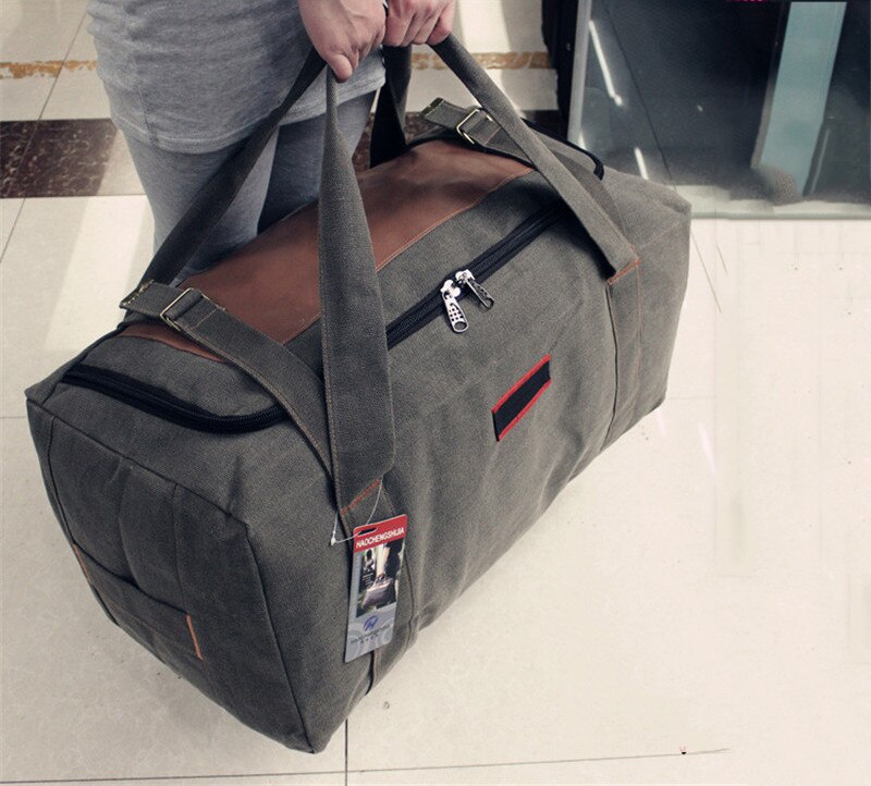 BOWTAC-bolsa de viaje de gran capacidad para hombre, bolso de gimnasio de lona, equipaje de gran tamaño, plegable, impermeable, deportivo: Khaki Big