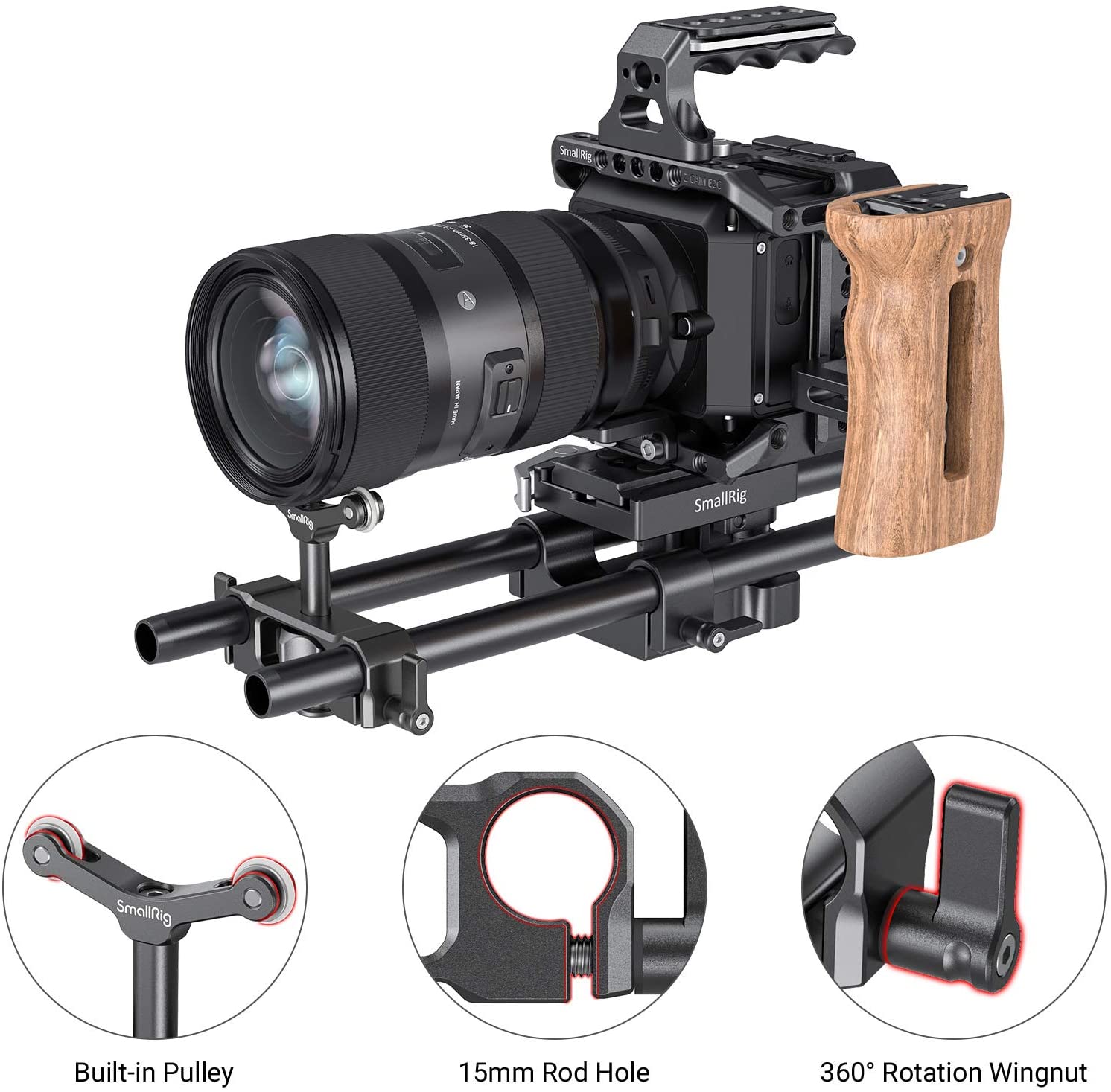 SmallRig Universal- 15mm LWS Objektiv Unterstützung für Kamera Lange Objektiv Unterstützung Höhe Einstellbare DSLR Kamera Anlage Objektiv Adapter 2680