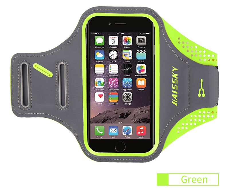 HAISSKY 6.9&quot; Zipper Pocket Running Sports Armbands Pouch GYM Fitness Brassard Case Waterproof Armband For iPhone Samsung Xiaomi: HSK65 Green