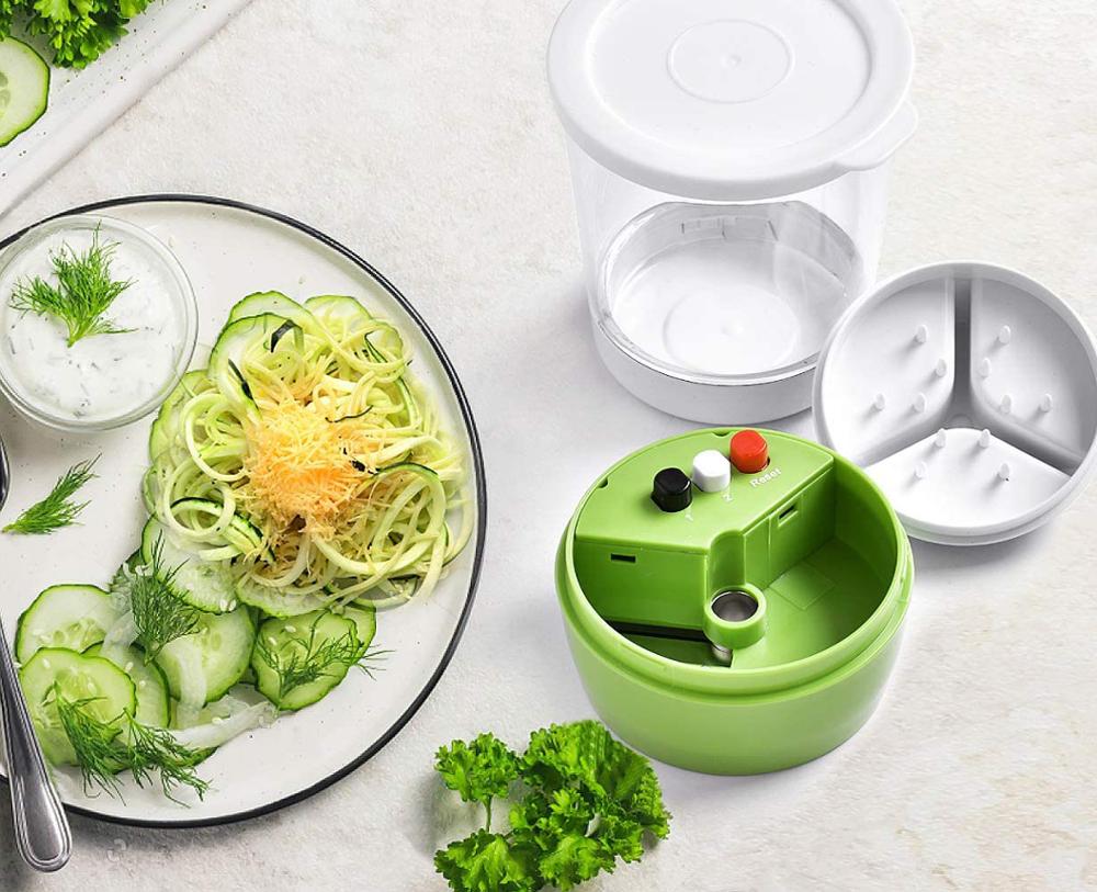 Handheld Spiralizer krajalnica robić warzyw 5 w1 regulowana spiralna obieraczka z pojemnikiem makaron z cukinii Spaghetti producent krajalnica spiralna