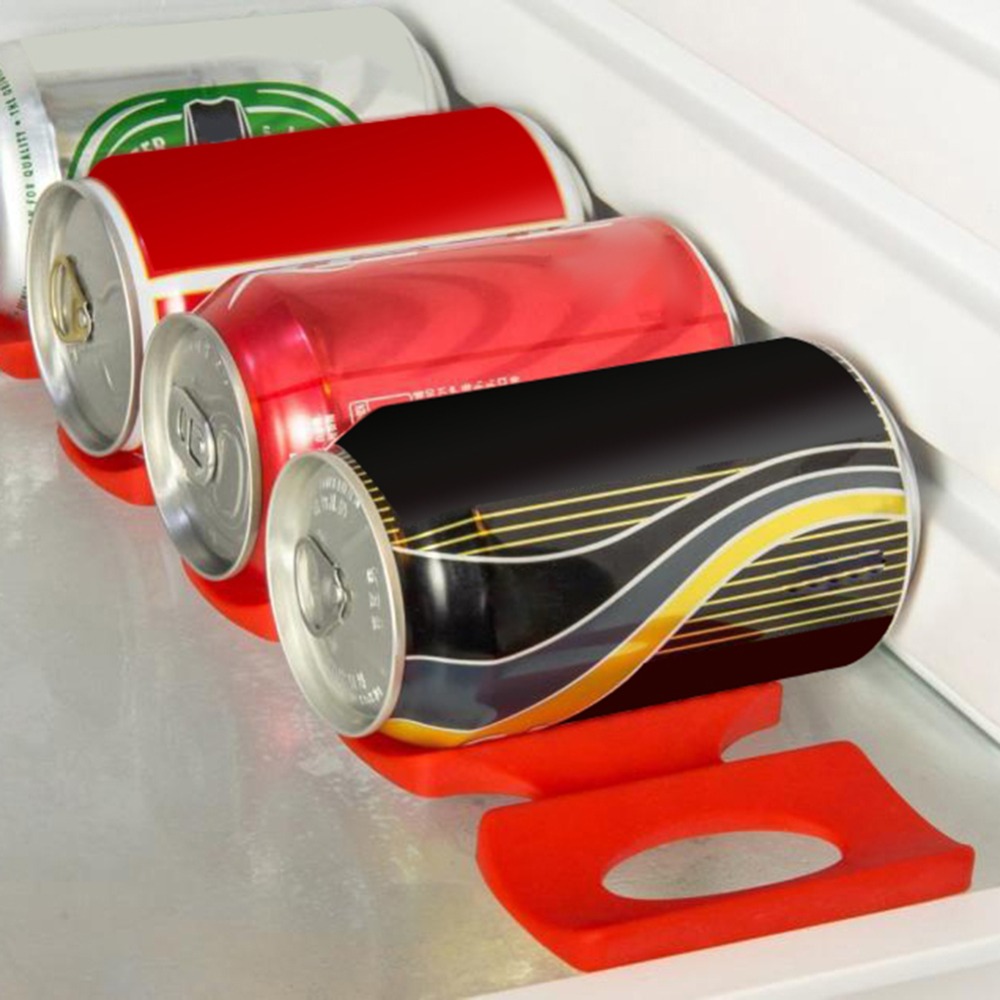 Rødt silikone køleskab dåse øl vin flaskeholder holder måtte stabling ryddeligt værktøj køkken gadgets silikone dåse holder måtte arrangør