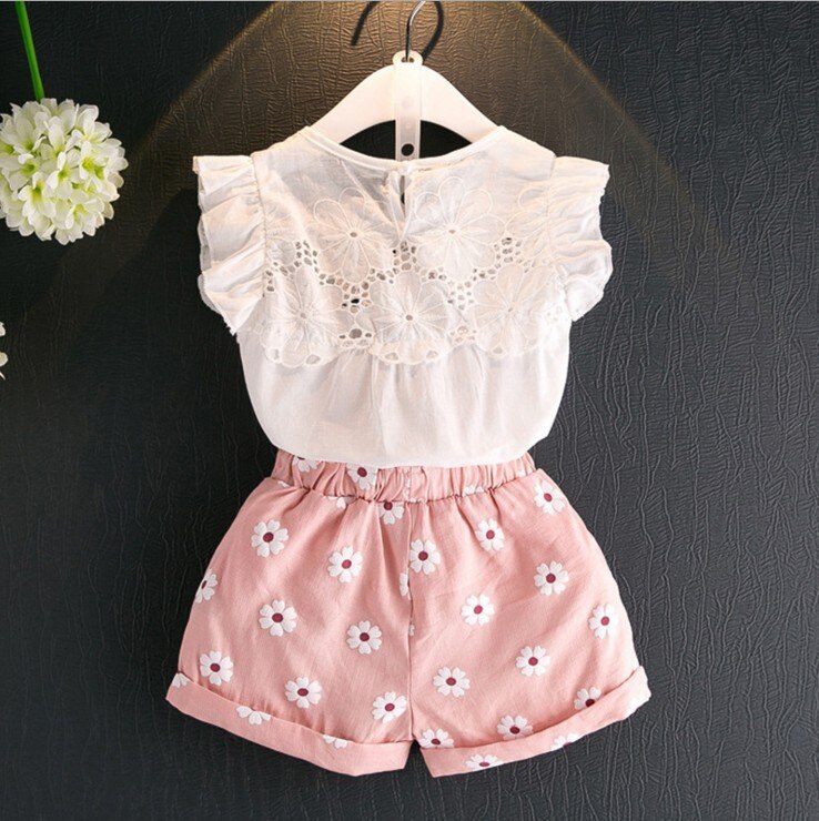 Baby Meisjes Kleding Sets Zomer Vest Tweedelige Mouwloze Kinderen Sets Mode Meisjes Kleding Pak Casual Bloem Outfits 2-7Y