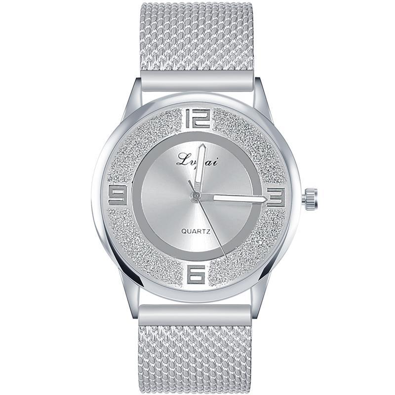Relogio Feminino Zilver Minimalistische Horloge Aluminium Band Rvs Analoge Quartz Horloge Vrouwen Vrouwelijke Luxe Horloges: Silver